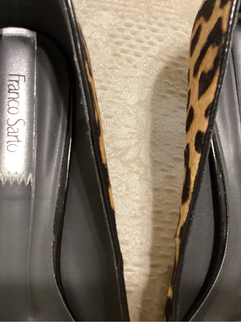 Franco Sarto Leopard-Print Pointed Toe Pumps in Tan and Black - Picture 2 of 6